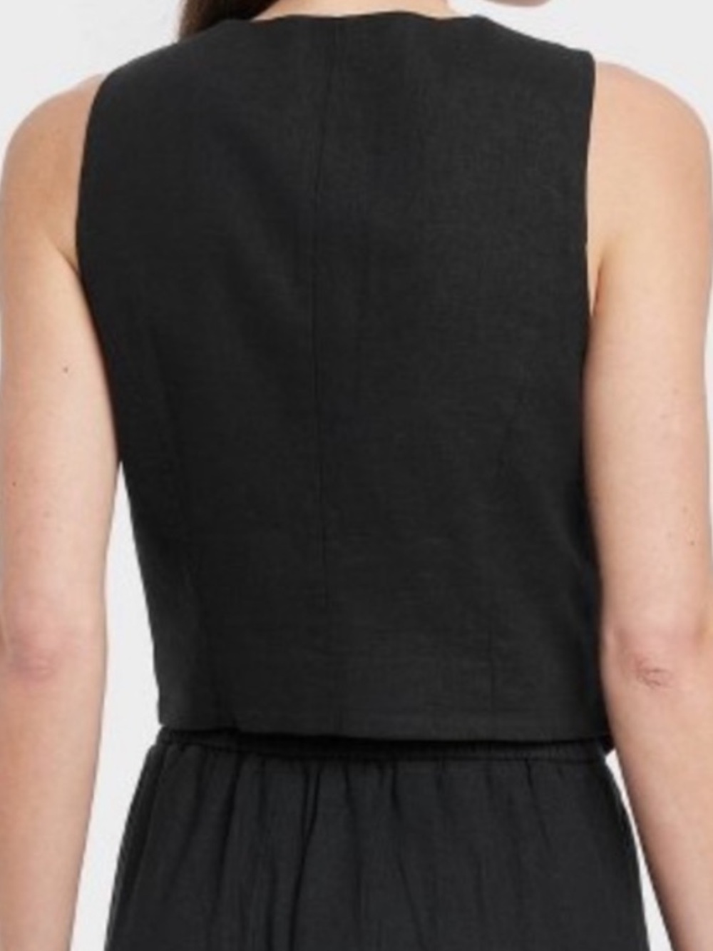 a new day Black Tailored Linen V-Neck Button Vest - Picture 2 of 13